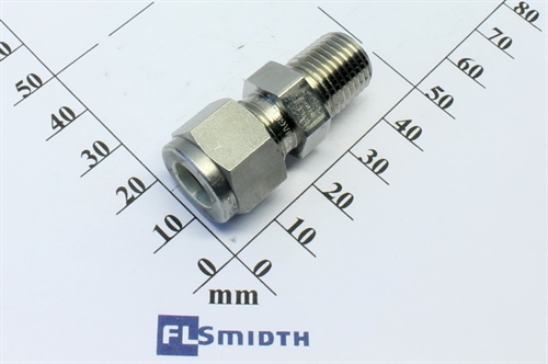 Connector, 3/8"OD-1/4"RT BT, SS